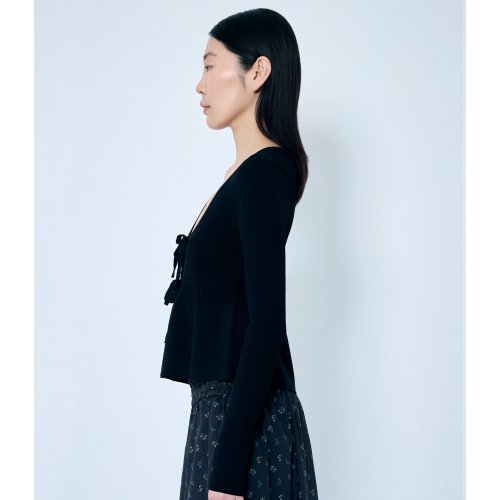 GANNI Rib Knit Tie-String Cardigan