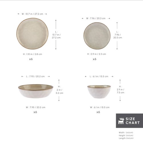 Karaca Aria 24-Piece Reactive Glaze Dinner Set for 6 People, Beige