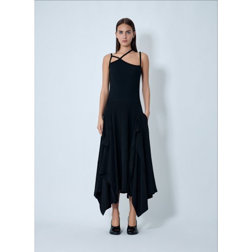 Yohji Yamamoto Paneled Flare Midi Skirt
