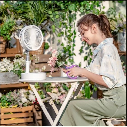 Portable Low Noise Standing Fan Foldable Floor Fan Support 4 Wind Speed Timer 180? Rotate with 7200mAh Rechargeable Battery