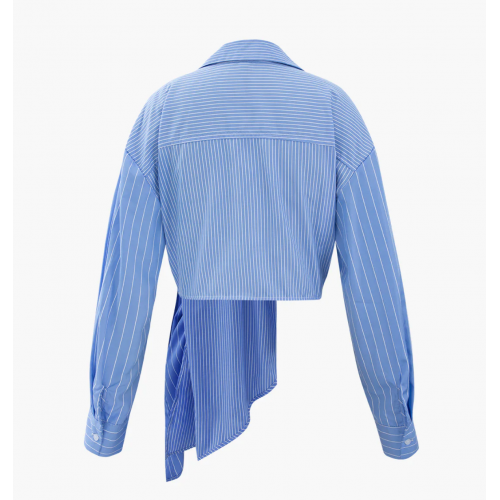 Stripe Asymmetric Hem Shirt 