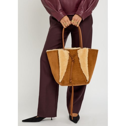  GABRIELA HEARST Marija shearling and suede tote bag 