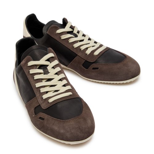  RICK OWENS  Panelled suede and leather sneakers 