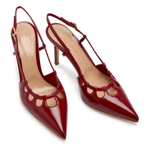  GIANVITO ROSSI Eloise 85 cut-out glossed leather slingback pumps 