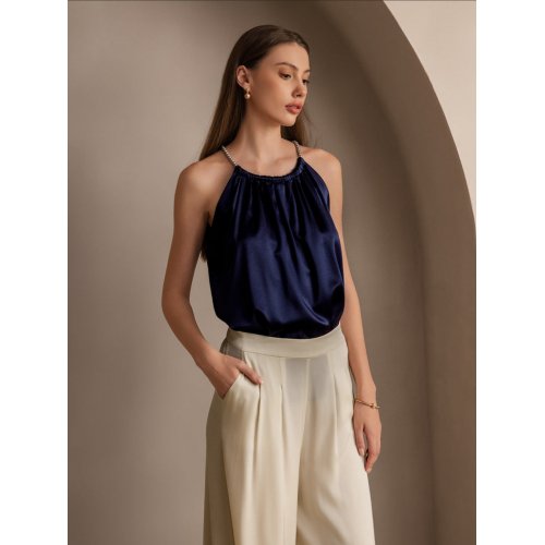 19Momme Silk Solid Color Casual Smooth Wide Leg Pants 