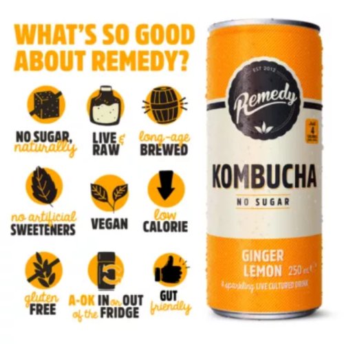Remedy Kombucha Ginger Lemon 4 x 330 ml