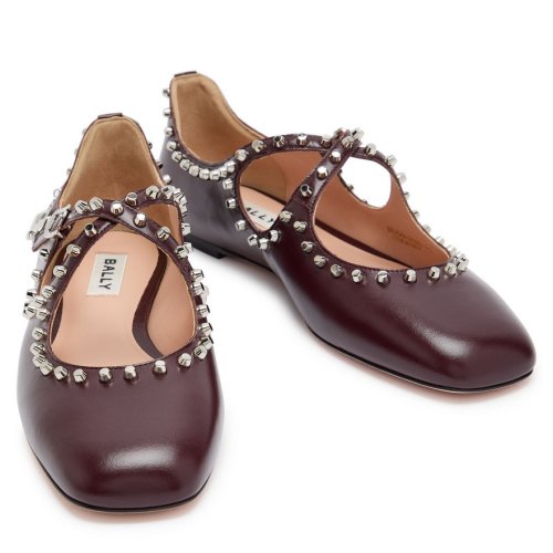  BALLY Beliska studded leather ballet flats 