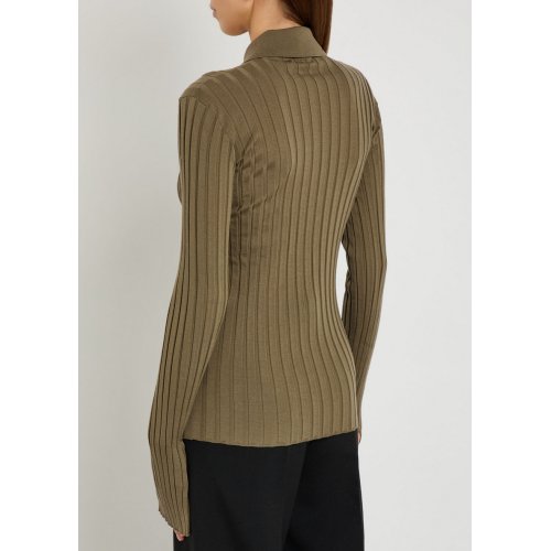  CALVIN KLEIN Amber ribbed wool polo top 