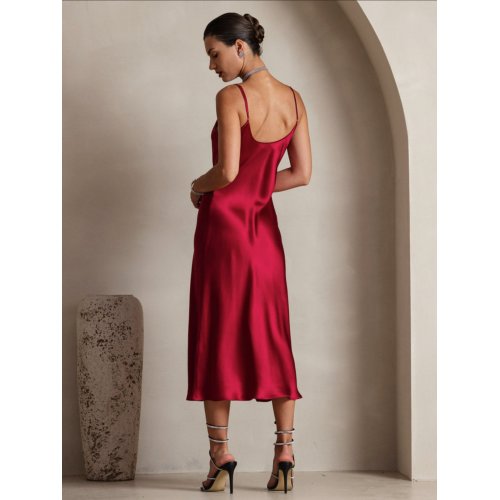 Spaghetti Strap Long Silk Dress 