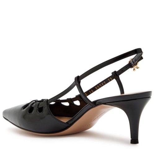  GIANVITO ROSSI 55 cut-out glossed leather slingback pumps 