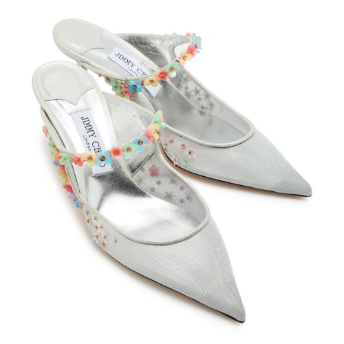  JIMMY CHOO Bing/Daisy 65 mesh and metallic leather pumps 