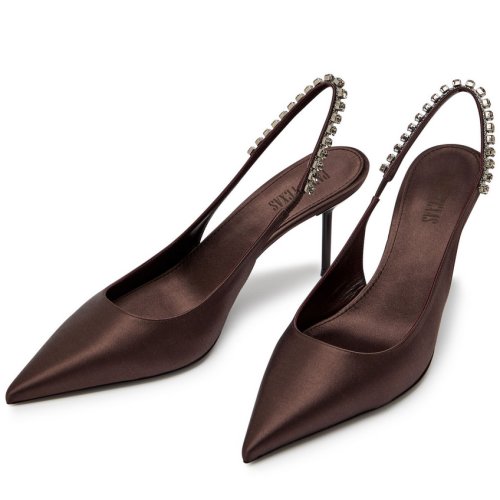  PARIS TEXAS Lidia 70 crystal-embellished satin slingback pumps 