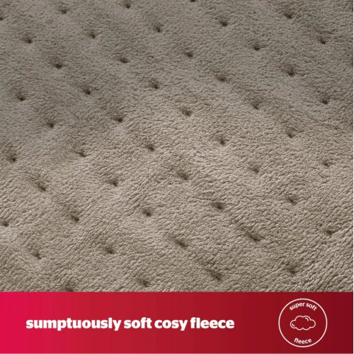 Silentnight Comfort Control Heated Throw Fleece Electric Blanket Fast Heat Up, Natural