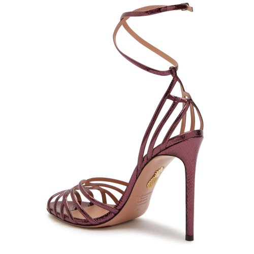  AQUAZZURA Wild Dream 105 metallic leather sandals 