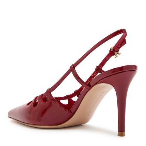 GIANVITO ROSSI Eloise 85 cut-out glossed leather slingback pumps 