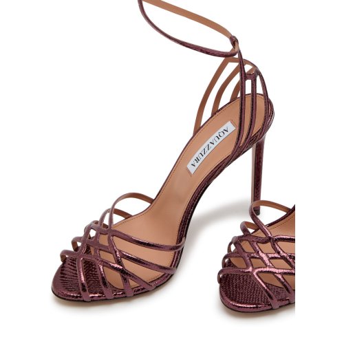  AQUAZZURA Wild Dream 105 metallic leather sandals 