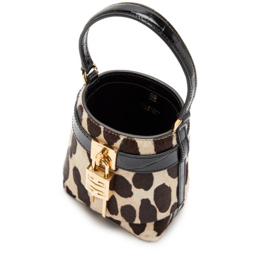  GIVENCHY Shark Lock micro leopard-print calf hair bucket bag 