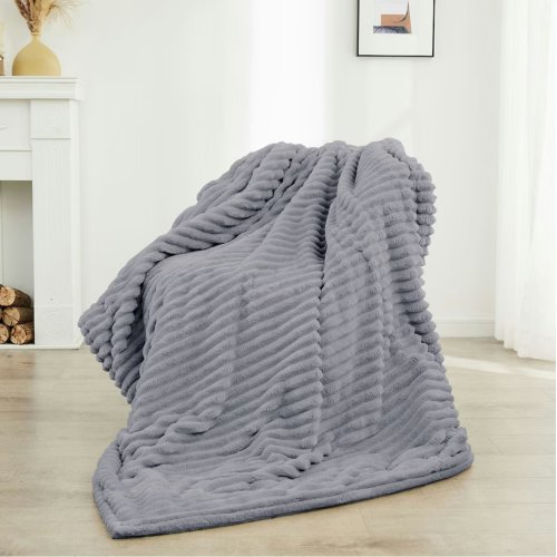 Grey Electric Blanket Heated Fleece Overblanket Throw