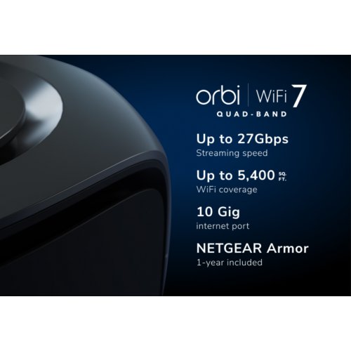 Orbi 970 Series Quad-band WiFi 7 Mesh 2-Pack, Black Edition 
