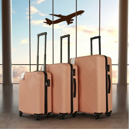 Rose 3 Piece Hard Shell Suitcase Set | Pink