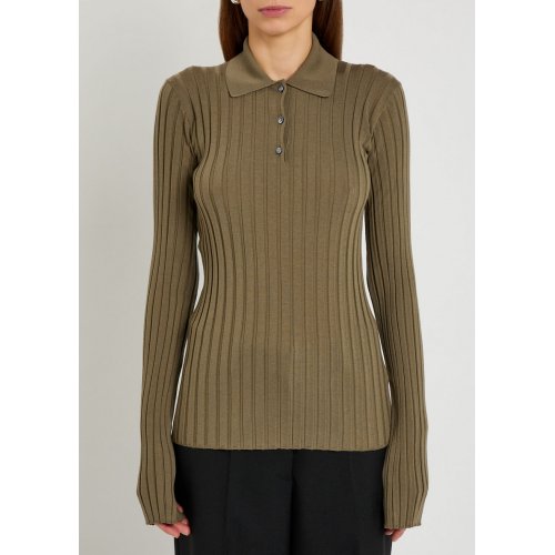  CALVIN KLEIN Amber ribbed wool polo top 