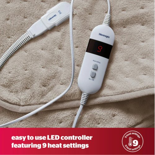 Silentnight Comfort Control Heated Throw Fleece Electric Blanket Fast Heat Up, Natural