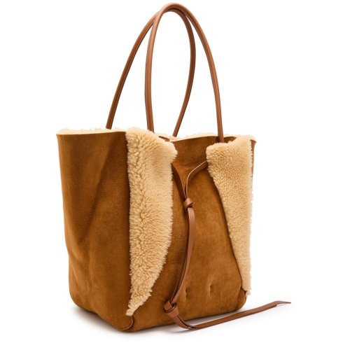  GABRIELA HEARST Marija shearling and suede tote bag 