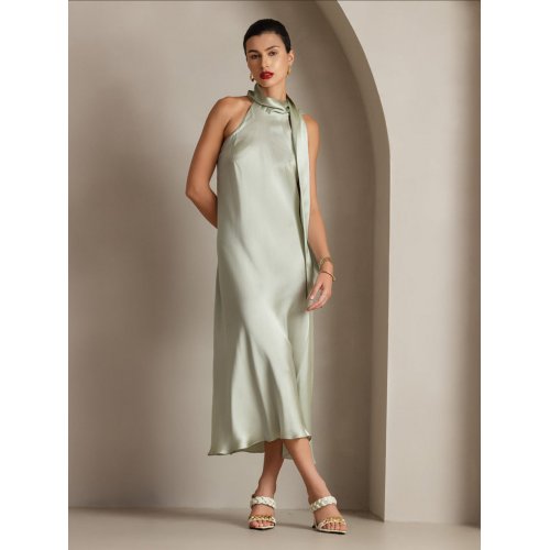 19Momme Silk Tie Neck Dress 