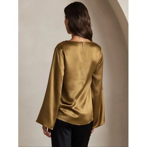19Momme Silk Solid Color Casual Long-sleeved T-shirt