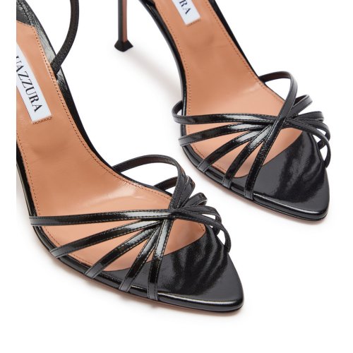  AQUAZZURA Tell Me 85 glossed leather sandals 