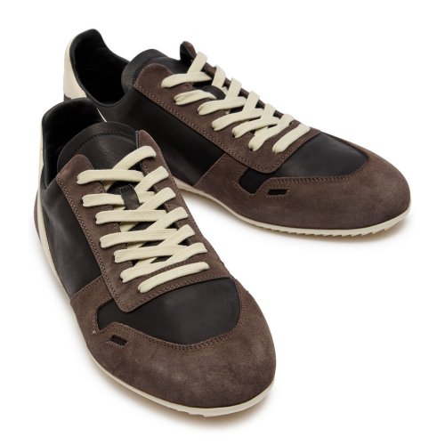  RICK OWENS Panelled suede and leather sneakers 