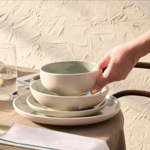 Abby 24-Piece Stoneware Dinner Set for 6 People, Green