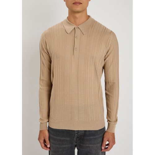 JOHN SMEDLEY Flinn ribbed wool polo shirt 