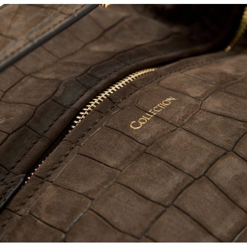  CALVIN KLEIN Andy crocodile-effect nubuck top handle bag 