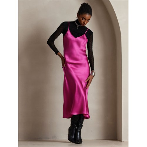 Spaghetti Strap Pure Silk Long Dress