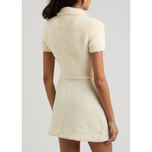  SELF-PORTRAIT Cropped bouclé wool-blend top 