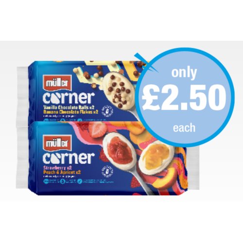 Muller Corner Vanilla & Banana, Strawberry Peach & Apricot  4 Pack