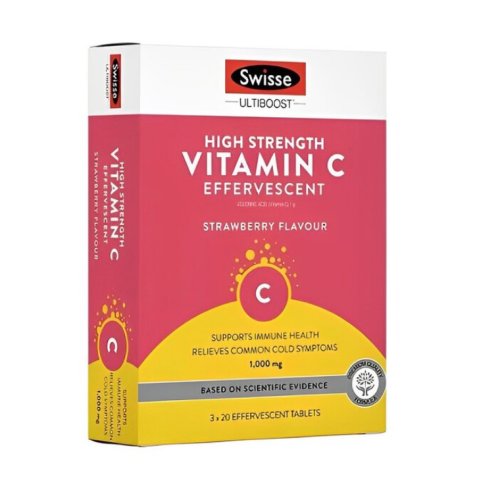 Swisse Vitamin C Effervescent Strawberry Flavor - 60 Tablets