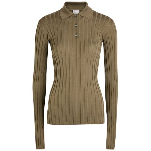  CALVIN KLEIN Amber ribbed wool polo top 