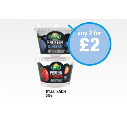 Arla Yoghurt Protein Blueberry, Strawberry  200g - Any 2