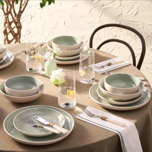 Abby 24-Piece Stoneware Dinner Set for 6 People, Green