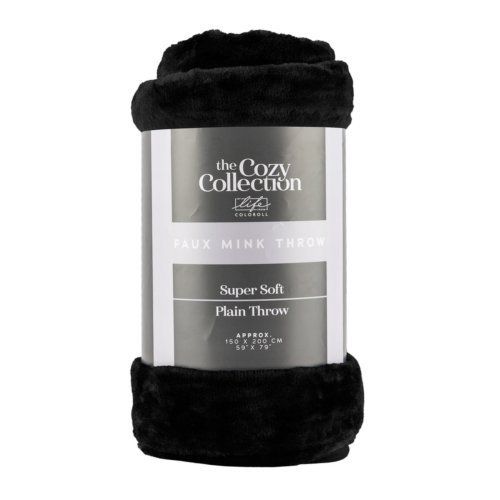  Super Soft Faux Mink Throw Black 150 x 200cm