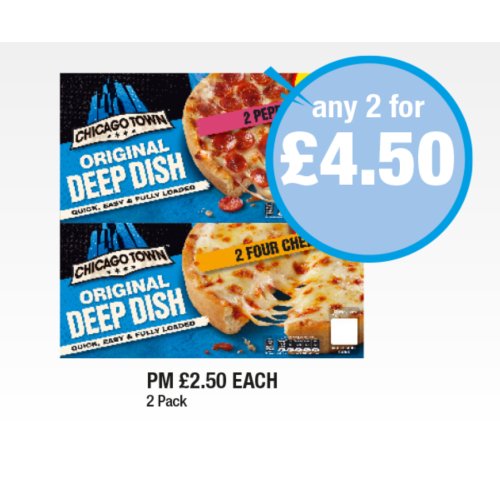 Chicago Town Original Deep Dish Pizza Pepperoni, Four Cheese  2 Pack