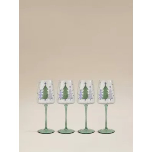 Christmas Tree Wine Glass - Set of 4