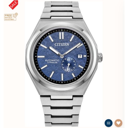 Citizen Zenshin Super Titanium Automatic (42mm) Textured Blue Dial / Super Titanium Bracelet