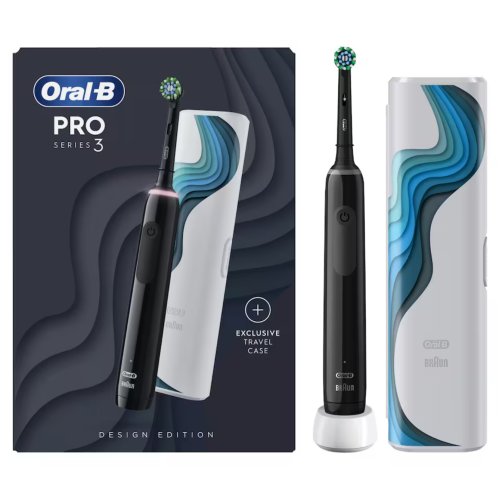 Oral-B Pro 3 3500 Black Electric Toothbrush with Riso Art Travel Case