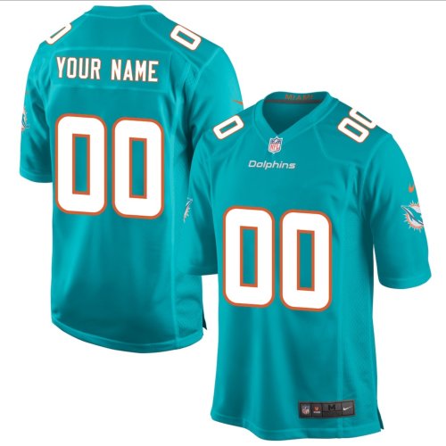 Miami Dolphins Nike Game Jersey - Aqua - Custom - Mens