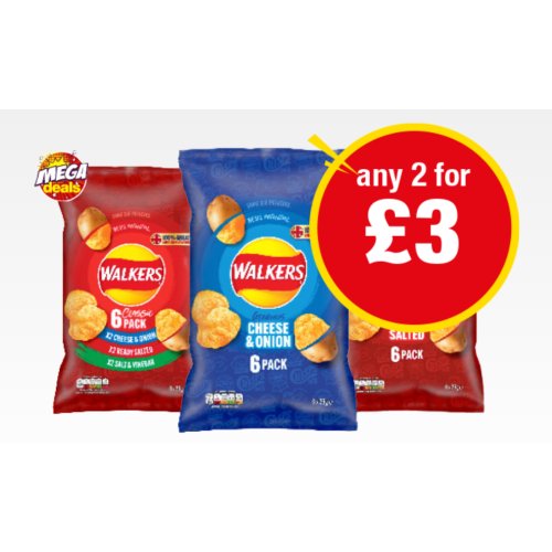 Walkers Crisps (6 Pack, varieties as stocked)