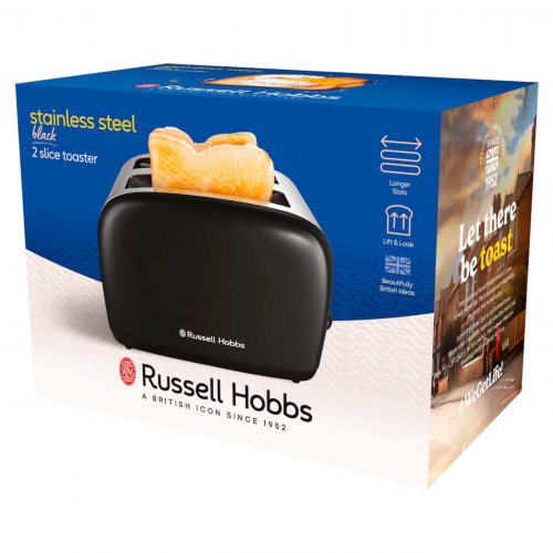 Russell Hobbs Black Stainless Steel 2 Slice Toaster