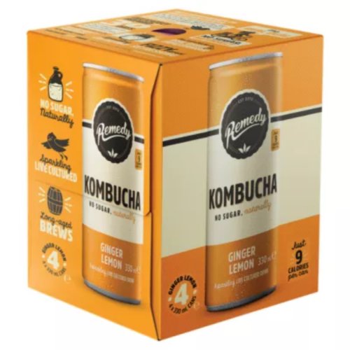 Remedy Kombucha Ginger Lemon 4 x 330 ml